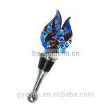 Novelty Flame Shaped Silver Foil Colorful Lampworking Glass Red Wine Stopper thumbnail-2
