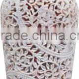Soapstone Flower Pot With Carving Work