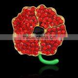 2015 New Rhinestone Crystal Poppy Flowers Brooch Princess Kate Rhinestone Poppy Brooch