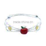 Wholesale 925 Sterling Silver Kids Fashion Enamel Apple Bangle Bracelet thumbnail-2