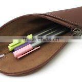 Portable Leather Pen Holder Zipper Pencil Cases for Students