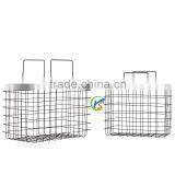 Set of Two Gray Metal Basket