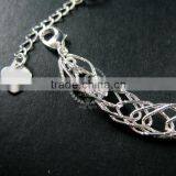 19cm Silver Plated Brass Faceted Rhombic Link Fashion DIY Bracelet Supplies 1900068 thumbnail-2