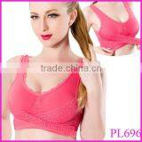 Pei Le Factory Hot Sell 8 Colors Stylish Women Cozy Padded Seamless Sports Leisure Crop Top Comfy Lace Vest Bra Size M-XL