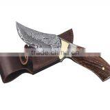 A DIFFERENT WOOD COMBINATION HANDLE DAMASCUS STEEL HUNTING KNIFE thumbnail-6