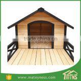 Large Pet Wooden Dog House With Patio Wooden Timber Bed Porch Deck thumbnail-3