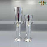 Handblown Tall Silver Trumpet Glass Vases thumbnail-2