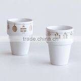 Set of 2 Stackable Coffee Cups, Porcelain With Decal Printing thumbnail-3
