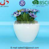 BSCI Audited Factory White Glazed Ceramic Flower Pot thumbnail-2