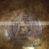 Hand Carving Tibetan Mantra Crafted Buddha and Dorje Himalayan Singing Bowl thumbnail-3