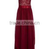 2016 Vintage Black Red Lady Elegant Sleeveless Summer Lace Patchwork Party Club Dress Round Neck Long Dress Party Dress thumbnail-4