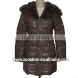 High Fashion Winter Brown Imitation Sheep Leather Fur Coat for Women Button Clousure 2013 thumbnail-1