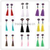 Fashion Shiny Rhinestone Colorful Long Tassel Dangle Earrings thumbnail-1