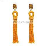 Bohemian Jewelry Rhinestone Gems With Long Colorful Tassel Charms Earrings for Women thumbnail-6