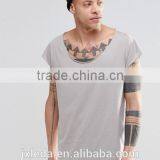 Men 100% Cotton Oversized Scoop Neck Sleeveless Grey T-shirt 2016 thumbnail-1