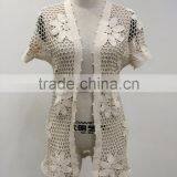 100% Cotton Lady's Crochet Pattern Top With Short Sleeve thumbnail-2