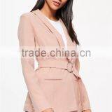 MGOO Foshan Factory Made Custom One Button Women Suits Blazers 2017 Spring Belted Long Sleeves Jackets thumbnail-4