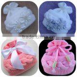 Wholesale Pure Colors Winter Knitting Beanies Baby Kids Bowknot Crochet Hats thumbnail-2