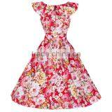 Bestdress Walson Wholesale Red Rose Printing Rockabilly Dress for Party Wear Clothes thumbnail-1