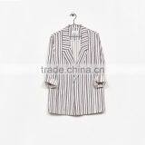 Long Flowing Jacket With Rolled up Sleeves Striped Blazer Coat Womens thumbnail-5