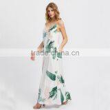 NEWEST Floral Print Maxi Dress,women Spaghetti Straps Deep V-neck Dress thumbnail-3