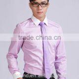 Mens Cotton CVC TC Blue Pink Long Sleeve 35% Cotton Fabric Slim Men Shirt thumbnail-1