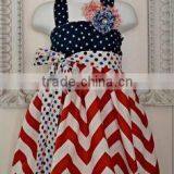 High Quality Fancy Girl Fluffy Sundress Polkadots Baby Dress Brooch July 4th Dress Chevron Girl Dresses