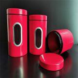 With Window D85H225 Red / White Color Noodle Jar Square Tin Box PVC Customized Size thumbnail-2