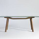 Buy Scandi Kitchen & Rectangular Timber/wood Dining Room Chairs Tempered Glass Top + Solid Wood Base for Sale thumbnail-2