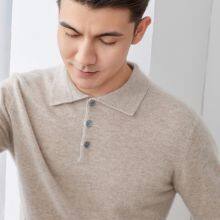 Cashmere Sweater Men's 100% Pure Pullover Cashmere Sweater With Polo Collar