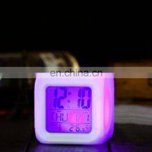 Dice Shape Small Square Cube Glowing LED 7 Colors Changing Home Desk Digital Alarm Clock thumbnail-3