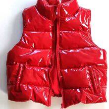 Ladies' Shiny Faux Eco Leather Down Cotton Padded Vest thumbnail-2