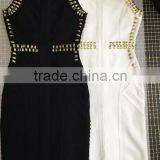 Summer Dress Wholesale 2015 New White Black Sleeveless Beading Sey Bodycon Celebrity Party Pencil Women Bandage Dress Bandage Bo thumbnail-3