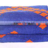China Guangdong Towel Factory Pure Cotton Yarn-dyed Jacquard Blue/orange Beach Towel thumbnail-1