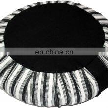 Cylindrical Zebra Striped Zafu Hand Loom Fabric Meditation Cushion Indian Supplier thumbnail-3