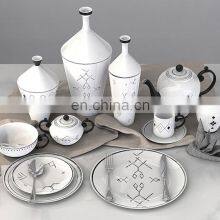 2021 Nordic Simple Style Geometric Line Ceramic Dinner Plate Dinnerware Set With Vase thumbnail-2