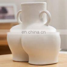 Nordic INS Figurines Creative Design Model Home Decorative Abstract Handmade M Body Base Art Ceramic Flower Vase thumbnail-2