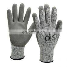 HPPE En388 Glass Garden Protective Anti Cut Level 5 PU Coated Construction Work Safety Cut Resistant Gloves thumbnail-2