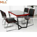 Modern Design Metal Glass Dining Table and Chair 1+4 thumbnail-1