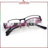 Laura Fairy Stylish Lady Pink Black Semirim Metal Optical Frame For Wholesale thumbnail-6
