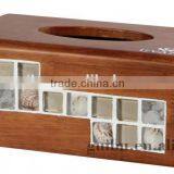 Glass Mosaic Shell Wood Tissue Box for Decoration thumbnail-1