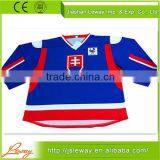 Dye Blue Cheap Custom Sublimation Print 100% Polyester Ice Hockey Shirt