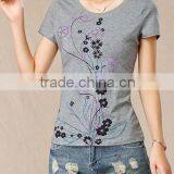 Summer Big Yards of Cotton Embroidered Folk Women's T-shirt of Women Knitting t Shirt