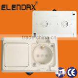 Europe Style Surface Mounting IP54 Schuko Socket Outlet + One Gang Switch (S5011)