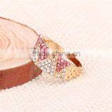 Zinc Alloy Pink White Rhinestone Full Jewelled Latest Molded Rose Gold Finger Ring thumbnail-5