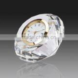 Wholesale Promotion Souvenir Gifts k9 Glass Desk Round Clock Crystal Figurines thumbnail-1