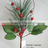 2015 newest special artificial pine needle and foam red berry pick 13" branches pick for chrismas decoration pick