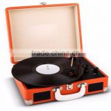 2016 new Cheap Portable Suitcase style Retro Bluetooth and USB Connection Turntable gramophone