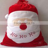 HO!HO!HO! 50*70cm large velvet santa claus christmas gift bag for promotion