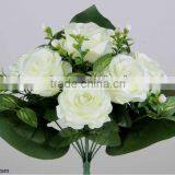32cm Artificial Satin Rose Bush X13 With 3 Large Leaves thumbnail-1